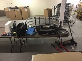 Tools, truck bed extender, cooler, bike pump, blower vac, jack