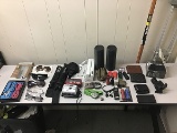 GPS, scope, glasses, flashlight, power bank, camera Speakers, air brush gun, wallets