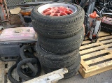 4 TIRES WITH RED WHEELS 195/50R15