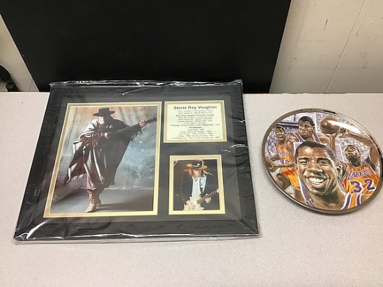 Magic Johnson plate, Stevie Ray Vaughan picture fame