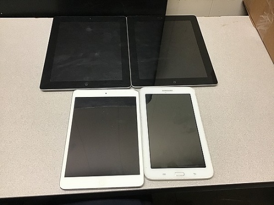 Tablets IPads A1403 A1395 A1489, Samsung Possibly locked, some damage, no chargers