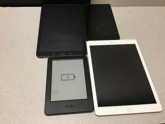 Tablets Samsung, Amazon, iPad A1475 Possibly locked, some damage, no chargers