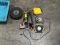 Yellow rope, mini fan, bolt cutters, tire Two work lights, box of screws