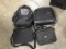 Three black laptop bags with black backpack