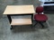 Mini wood desk with red chair
