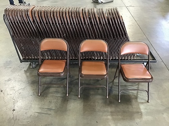 Cart with 43 folding chairs