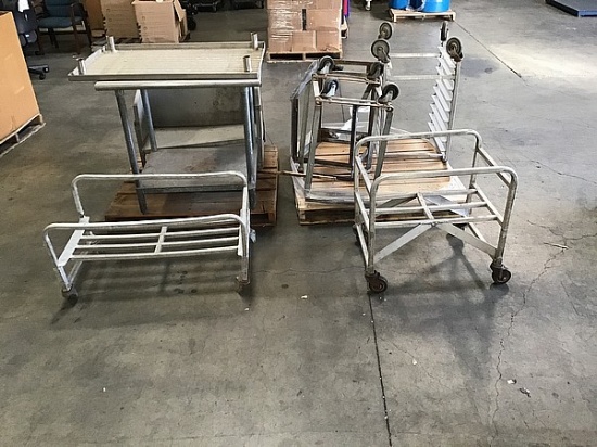 Pallet with metal carts, pallet with metal table and metal stand