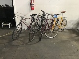 Four old school bikes Peugeot,Linus,univega,