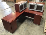 Office desk with two mini hutches