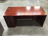 Wood office desk with wood office cabinet