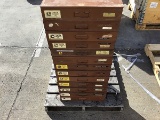 13 empty metal drawers with dividers