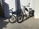 2 bikes (Blue motobike, brown bike)