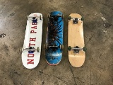 Wood grain skateboard, north park skateboard, blue skateboard