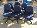 6 blue office chairs