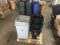 Pallet of assorted mini trash cans with 4 step stools