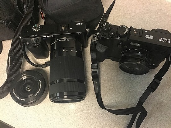 Sony camera with bag ,lenses , fujifilm camera Sony A6000 , fujifilm x100t