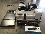 Pallet of assorted elcronics. Printers keyboards monitors etc