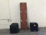 Wood medical stretcher with two black bags