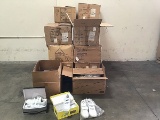 Pallet with boxes of assorted shoes
