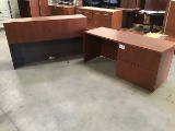 Wood desk with wood hutch