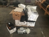 Pallet of assorted printers and office supplies