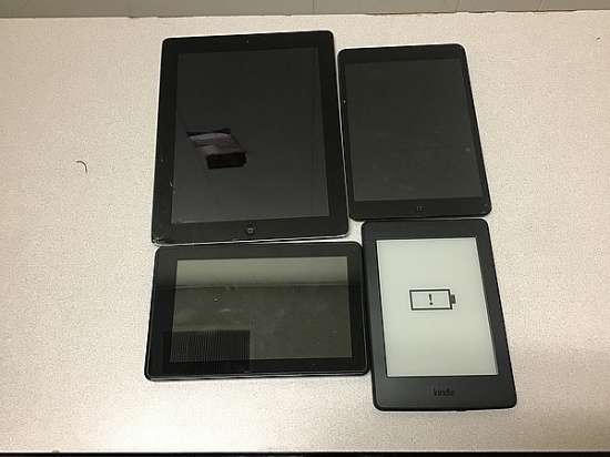 Tablets possibly locked, some damage, no chargers Amazon, iPad