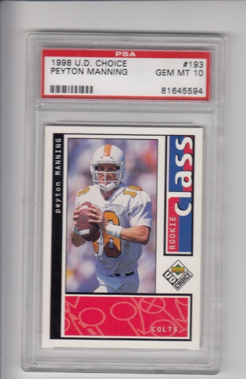 PEYTON MANNING 1998 UPPER DECK CHOICE ROOKIE CARD / GRADED PSA 10