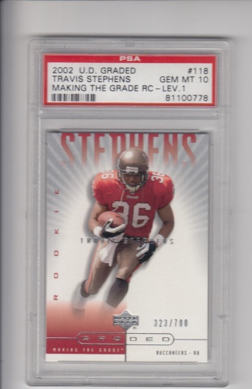 TRAVIS STEPHENS 2002 UPPER DECK GRADED ROOKIE CARD / GRADED PSA 10