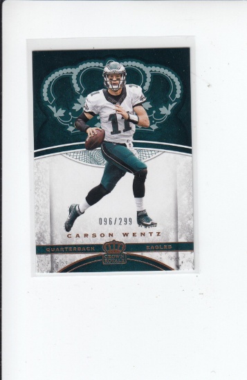 CARSON WENTZ 2017 PANINI CROWN ROYALE SILVER INSERT