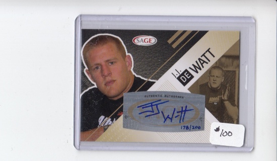 J.J. WATT 2011 SAGE HIT AUTOGRAPH ROOKIE CARD