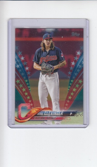 MIKE CLEVINGER 2018 TOPPS RED, WHITE & BLUE VARIATION INSERT