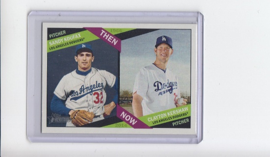 SANDY KOUFAX CLAYTON KERSHAW 2014 TOPPS HERITAGE THEN AND NOW INSERT