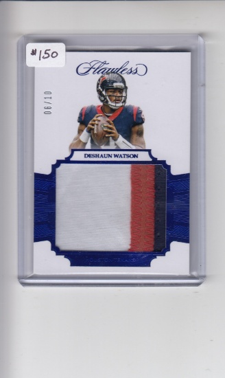 DESHAUN WATSON 2017 PANINI FLAWLESS JUMBO 3 COLOR JERSEY PATCH ROOKIE CARD