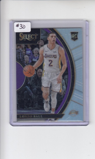 LONZO BALL 2017-18 PANINI SELECT PRIZM REFRACTOR ROOKIE CARD