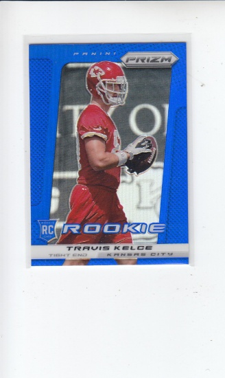 TRAVIS KELCE 2013 PANINI PRIZM BLUE REFRACTOR ROOKIE CARD