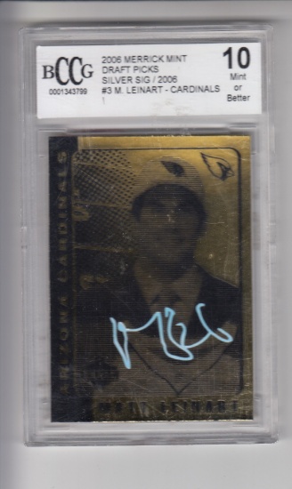 MATT LEINART 2006 MERRICK MINT GOLD WITH SILVER SIG ROOKIE CARD / GRADED