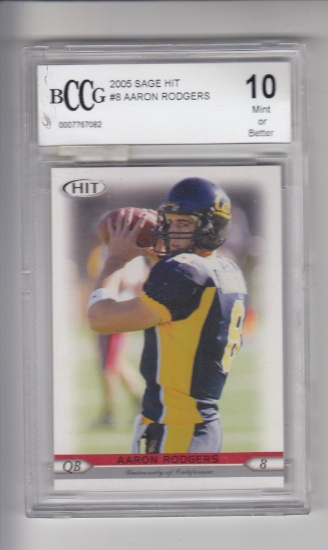 AARON RODGERS 2005 SAGE HIT ROOKIE CARD / BECKETT GRADED