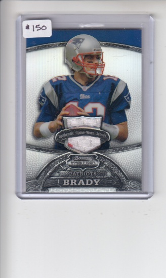 TOM BRADY 2008 BOWMAN PLATINUM REFRACTOR GAME USED 2 COLOR JERSEY PATCH