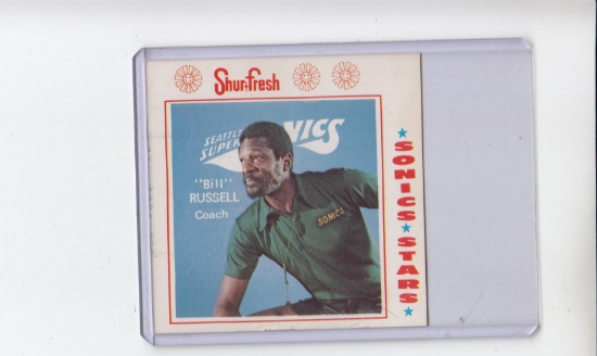 BILL RUSSELL 1973-74 SHUR FRESH SEATTLE SUPERSONICS PROMO CARD