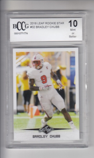 BRADLEY CHUBB 2018 LEAF ROOKIE CARD / BECKETT GRADED