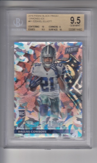 EZEKIEL ELLIOTT 2016 PANINI BLACK FRIDAY CRACKED ICE ROOKIE CARD / BECKETT GRADED