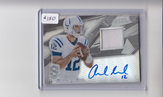 ANDREW LUCK 2013 PANINI SPECTRA REFRACTOR GAME USED JERSEY AUTOGRAPH CARD