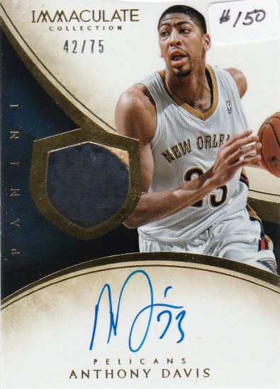 ANTHONY DAVIS 2013/14 IMMACULATE COLLECTION AUTOGRAPH JERSEY CARD
