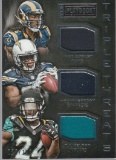 2015 PANINI PLAYBOOK TRIPLE THREATS TRIPLE JERSEY CARD / GURLEY