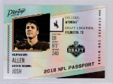 JOSH ALLEN 2018 PRESTIGE NFL PASSPORT ROOKIE INSERT