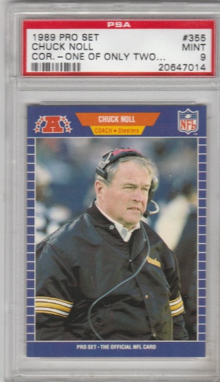 CHUCK NOLL 1989 PRO SET CARD #355 / CORRECTED VERSION / GRADED