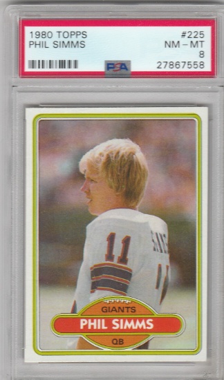 PHIL SIMMS 1980 TOPPS ROOKIE CARD #225 / GRADED