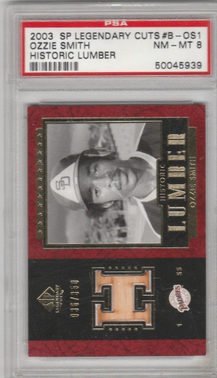 OZZIE SMITH 2003 SP LEGENDARY CUTS HISTORIC LUMBER BAT CARD / GRADED