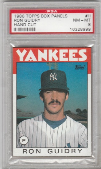 RON GUIDRY 1986 TOPPS BOX PANELS #H / GRADED