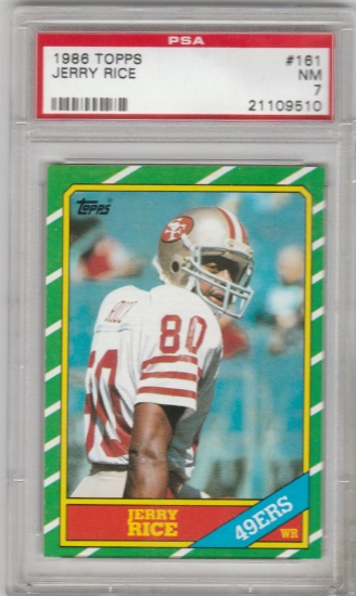 JERRY RICE 1986 TOPPS ROOKIE CARD #161 / GRADED